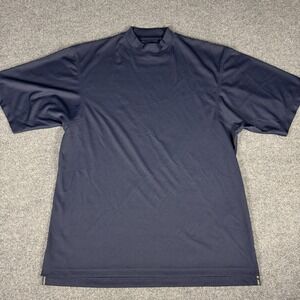 FootJoy Golf Mock Neck Shirt Men's L Blue Short Sleeve Pullover Athletic Vintage